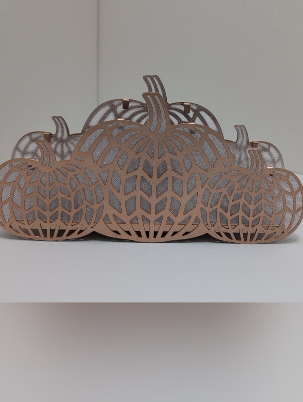 Yankee Candle Chevron Pumpkin Trio Tea Light Holder With Shimmer New